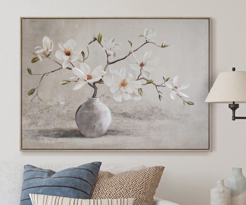 Minako Magnolias Framed Canvas Painting