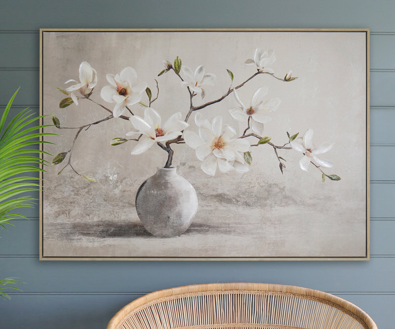 Minako Magnolias Framed Canvas Painting