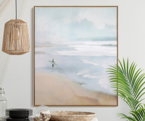 Shoreline Beach Canvas Painting Framed