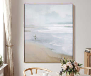 Shoreline Beach Canvas Painting Framed