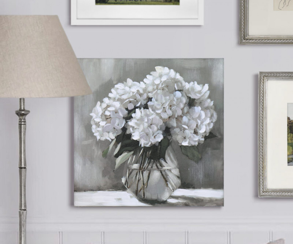 Snow Queen White Hydrangeas Canvas Painting