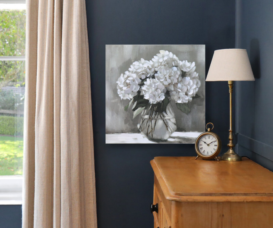 Snow Queen White Hydrangeas Canvas Painting