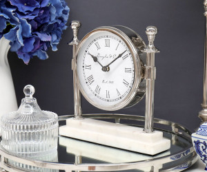 Montague Silver Column Mantel Clock