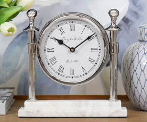 Montague Silver Column Mantel Clock