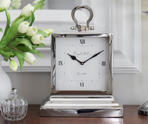 Large Halifax Stepped Silver Mantel Clock