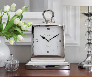 Large Halifax Stepped Silver Mantel Clock