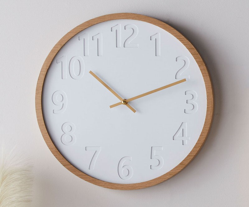 Ashburton White & Wood Wall Clock