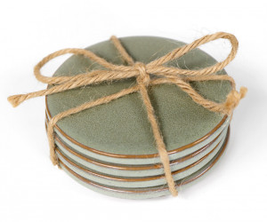 Set 4 Sage Green Ceramic Coasters