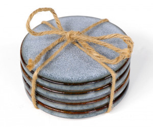 Set 4 Denim Blue Ceramic Coasters