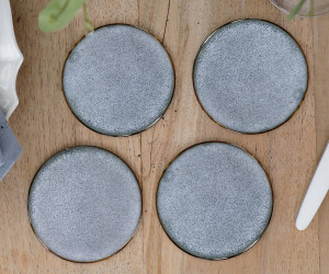 Set 4 Denim Blue Ceramic Coasters