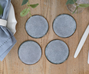 Set 4 Denim Blue Ceramic Coasters