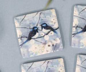 Set 4 Claremont Blue Fairy Wren Coasters