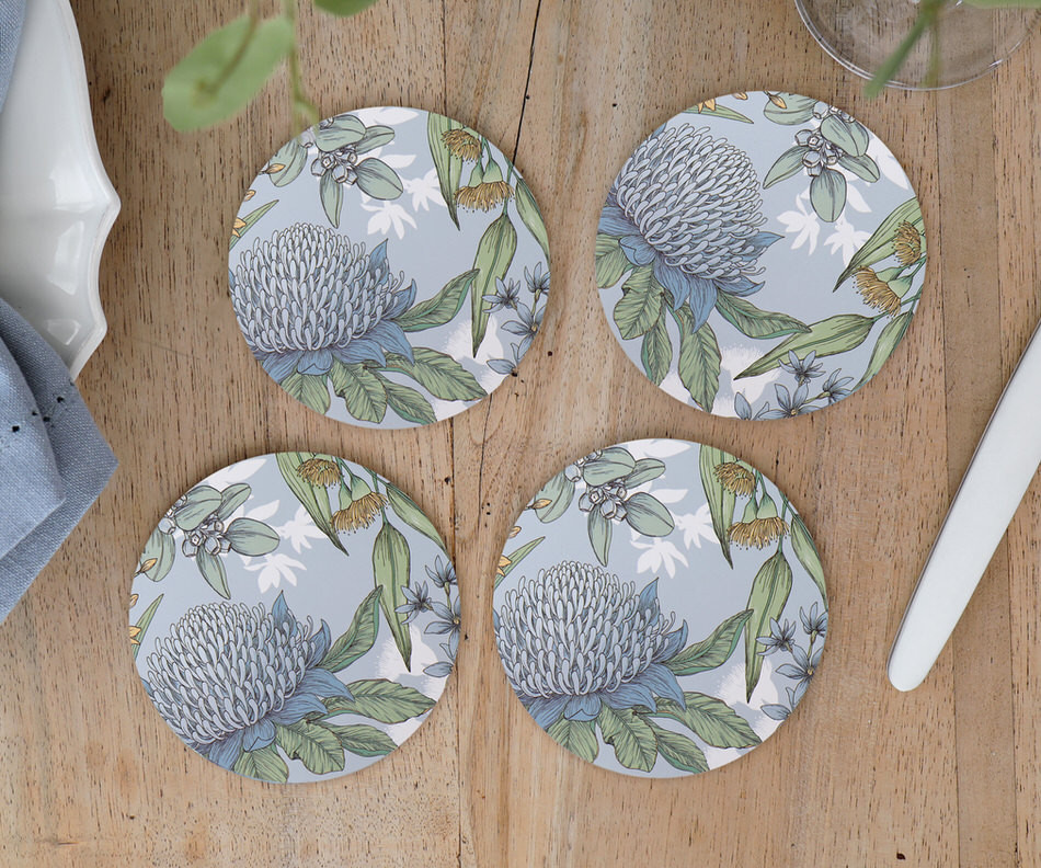 Set 4 Blue Mirella Waratahs Coasters