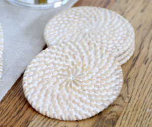 Set 4 Brooklyn Whitewash Rattan Coasters