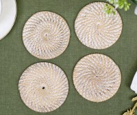 Set 4 Brooklyn Whitewash Rattan Coasters