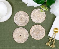 Set 4 Brooklyn Whitewash Rattan Coasters