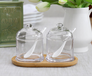 Set 2 Ashdown Condiment Jars + Spoons