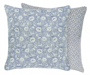 Blue Ophelia Floral Blockprint Cushion