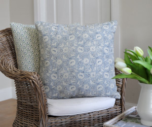 Blue Ophelia Floral Blockprint Cushion