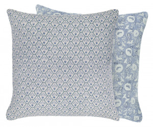 Blue Samara Scallop Blockprint Cushion