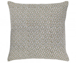 Green Samara Scallop Blockprint Cushion