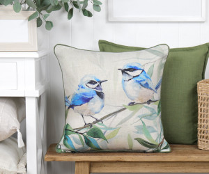 Woodland Blue Fairy Wrens Cushion