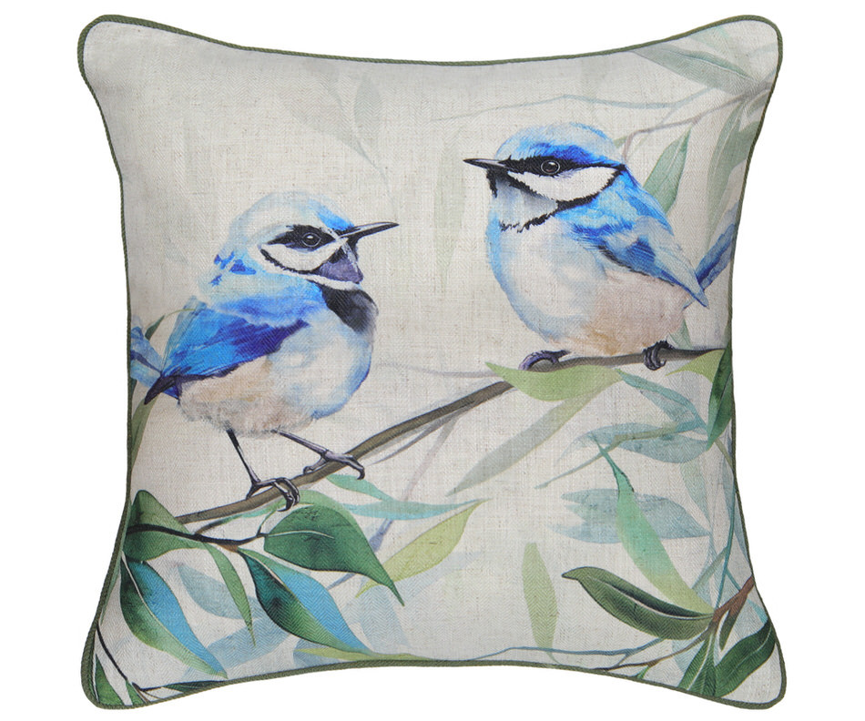 Woodland Blue Fairy Wrens Cushion