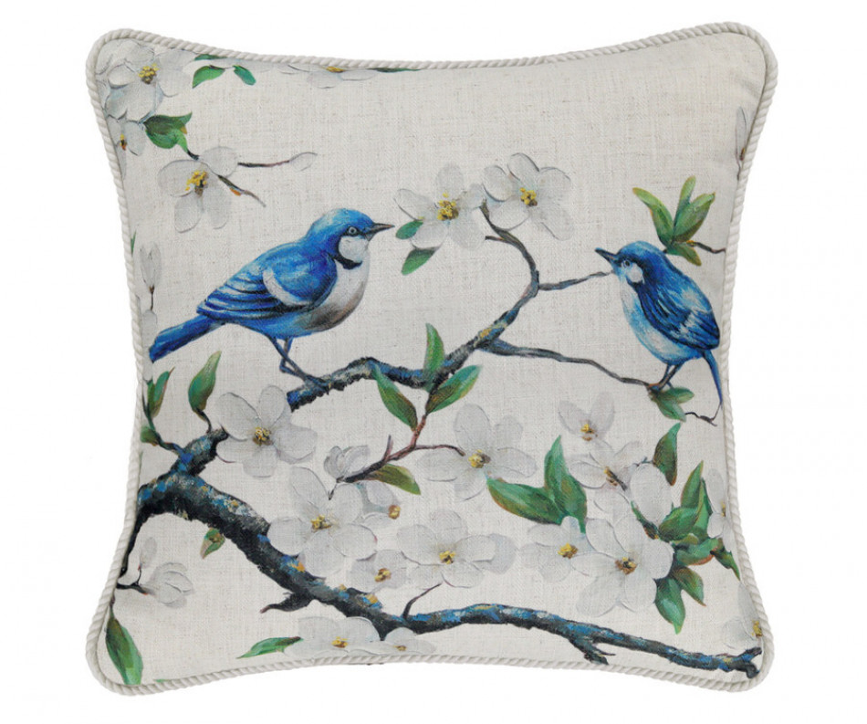 Eliza Blossom Blue Wrens Cushion