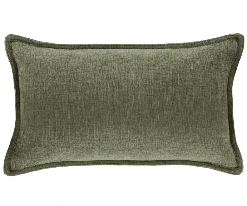 Hudson Chambray Lumbar Cushion - Moss Green