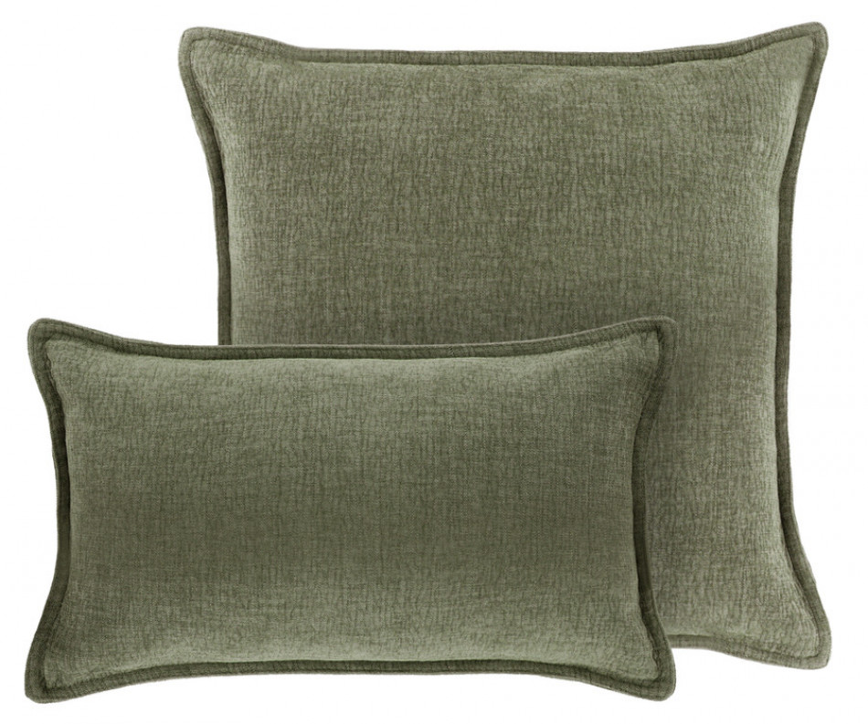 Hudson Chambray Lumbar Cushion - Moss Green