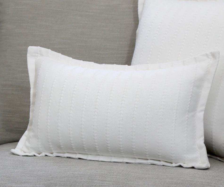 Lumbar Novara White Ribbed Cushion