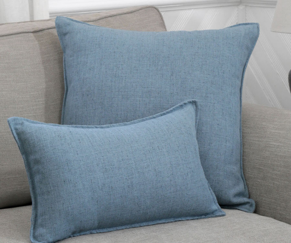 Large Denim Blue Linen Cushion 55cm