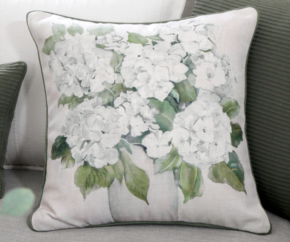 Audrey White Hydrangeas Cushion