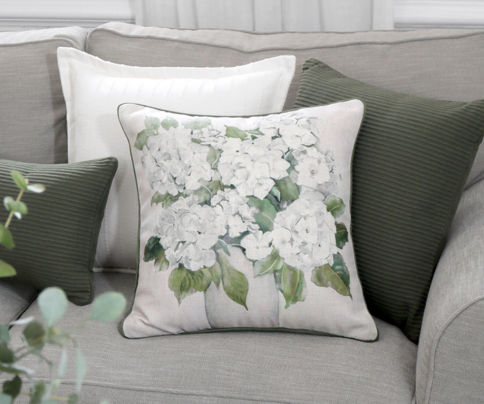 Audrey White Hydrangeas Cushion