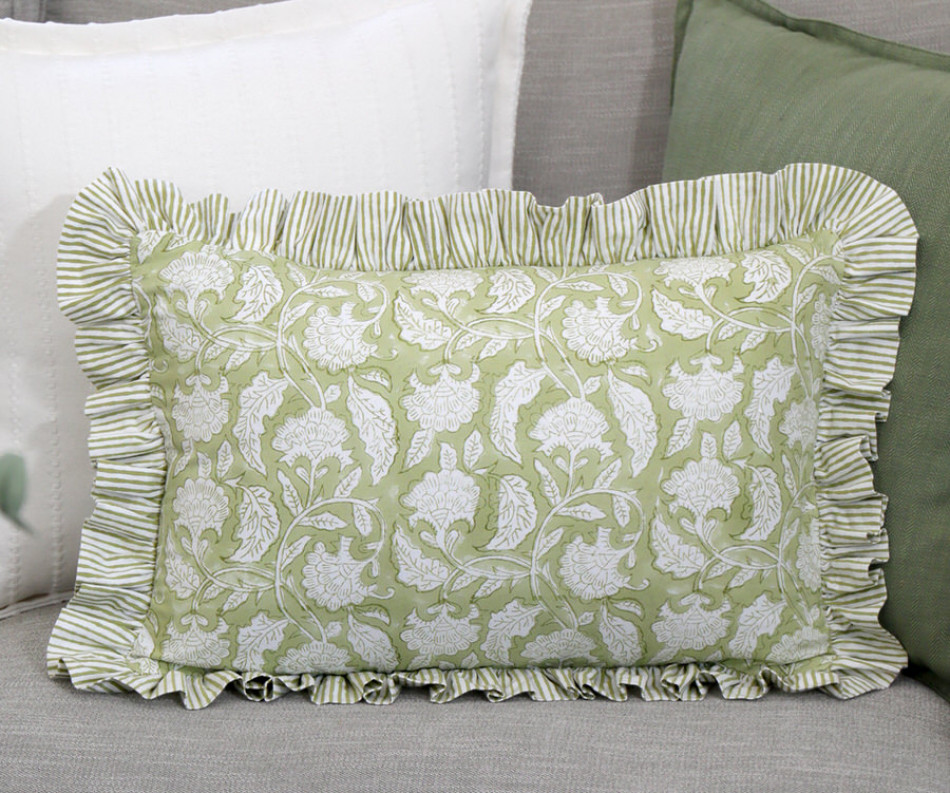 Lumbar Sylvie Apple Green Reversible Cushion