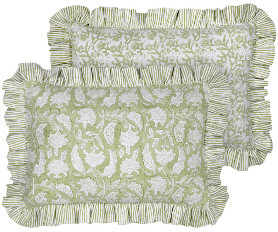Lumbar Sylvie Apple Green Reversible Cushion