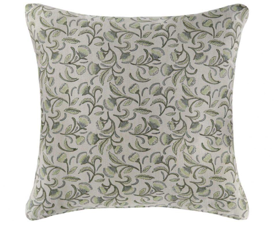 Green Madrigal Blockprint Floral Cushion