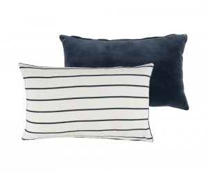 Oscar Navy Stripe White Cushion