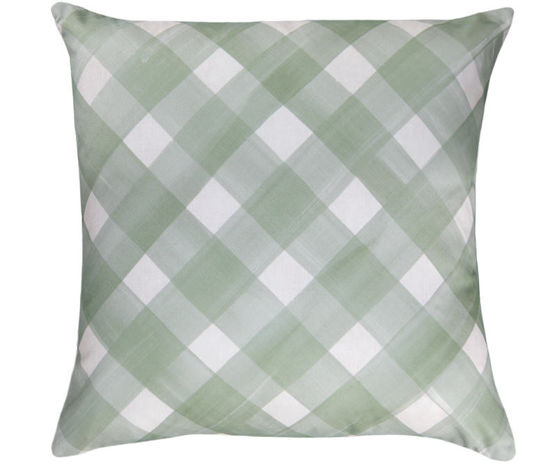 Green Gingham Outdoor Cushion