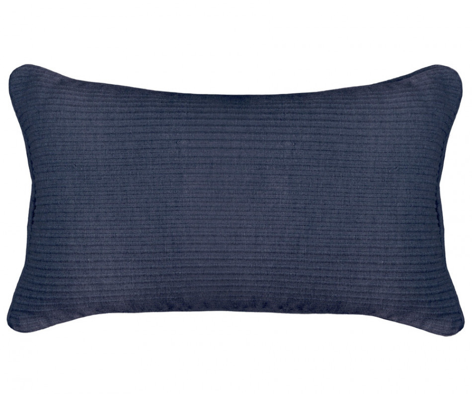 Lumbar Navy Linden Ribbed Cushion