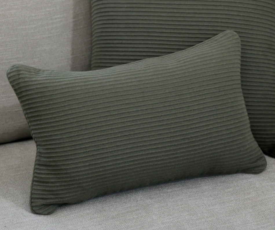 Lumbar Olive Green Linden Ribbed Cushion