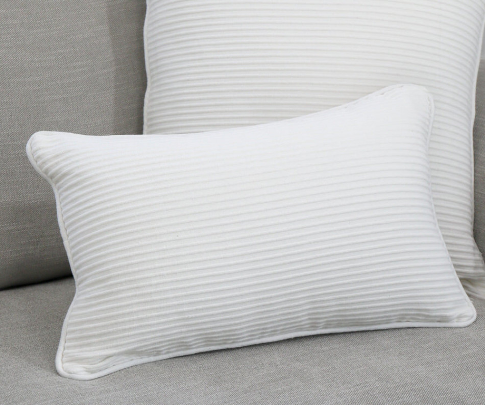 Lumbar White Linden Ribbed Cushion