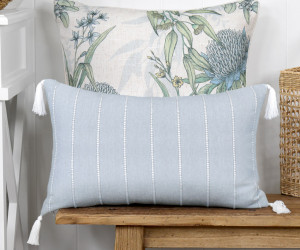 Brighton Blue Chambray Cushion - Lumbar