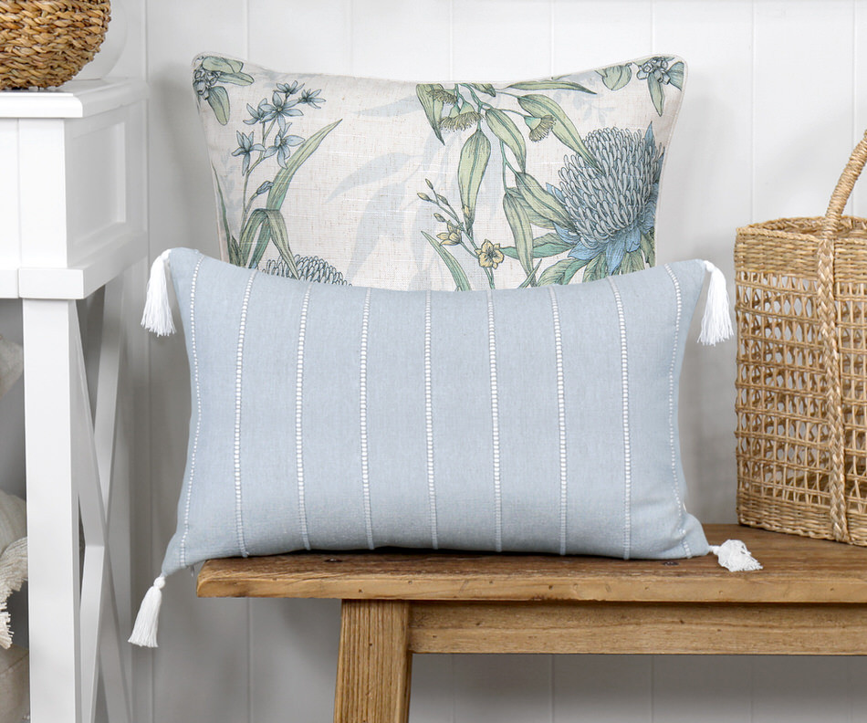 Brighton Blue Chambray Cushion - Lumbar