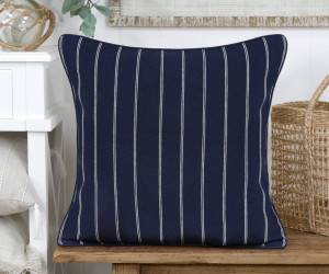 St Malo Navy Pinstripe Cushion 50cm