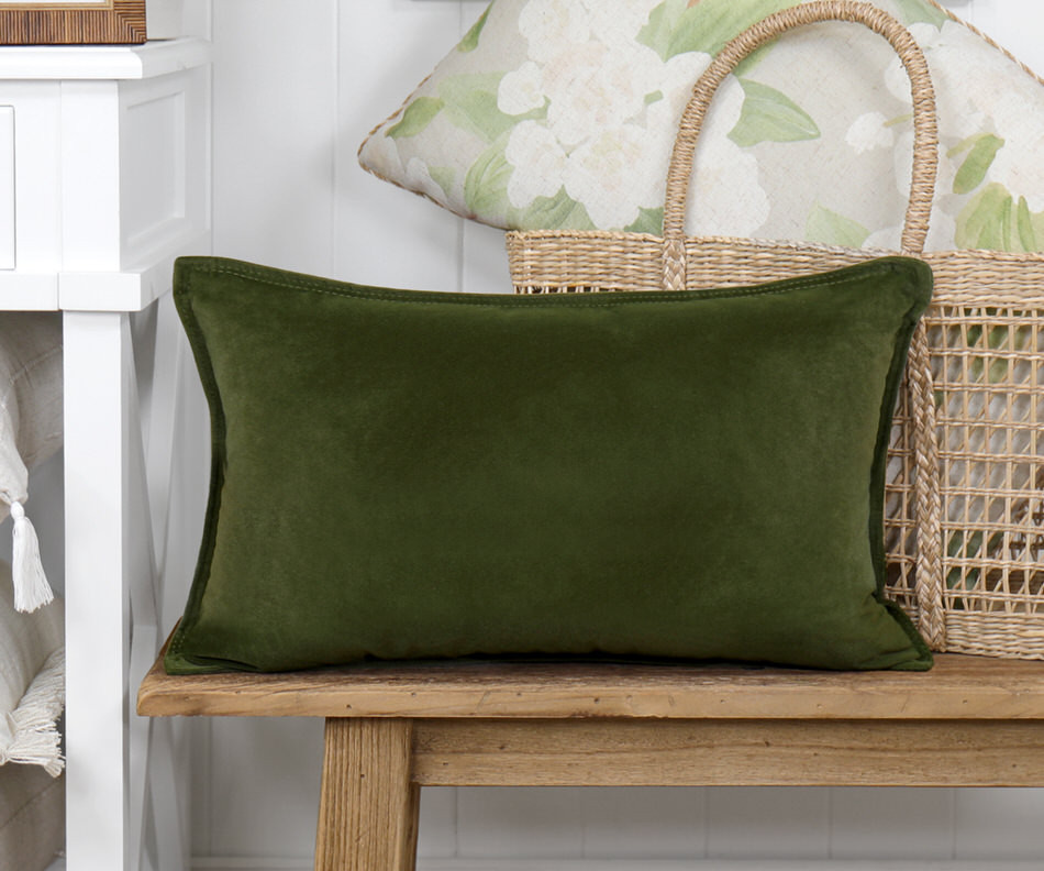 Osborne Forest Green Velvet Cushion - Lumbar