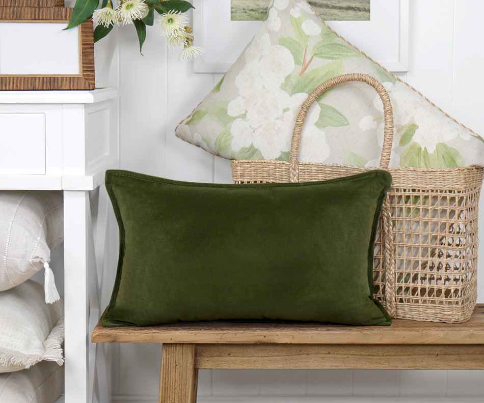 Osborne Forest Green Velvet Cushion - Lumbar