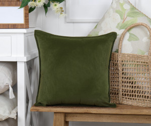 Osborne Forest Green Velvet Cushion - Square