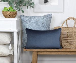 Petrol Blue Velvet Cushion - Lumbar