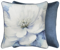 Amalia Blue & White Peony Velvet Cushion